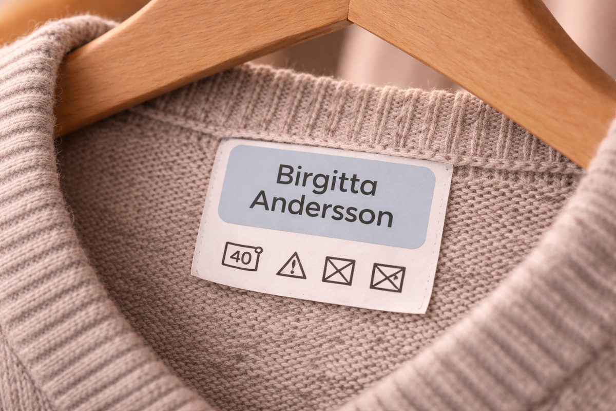 Namnlappar på kläder för äldreboende